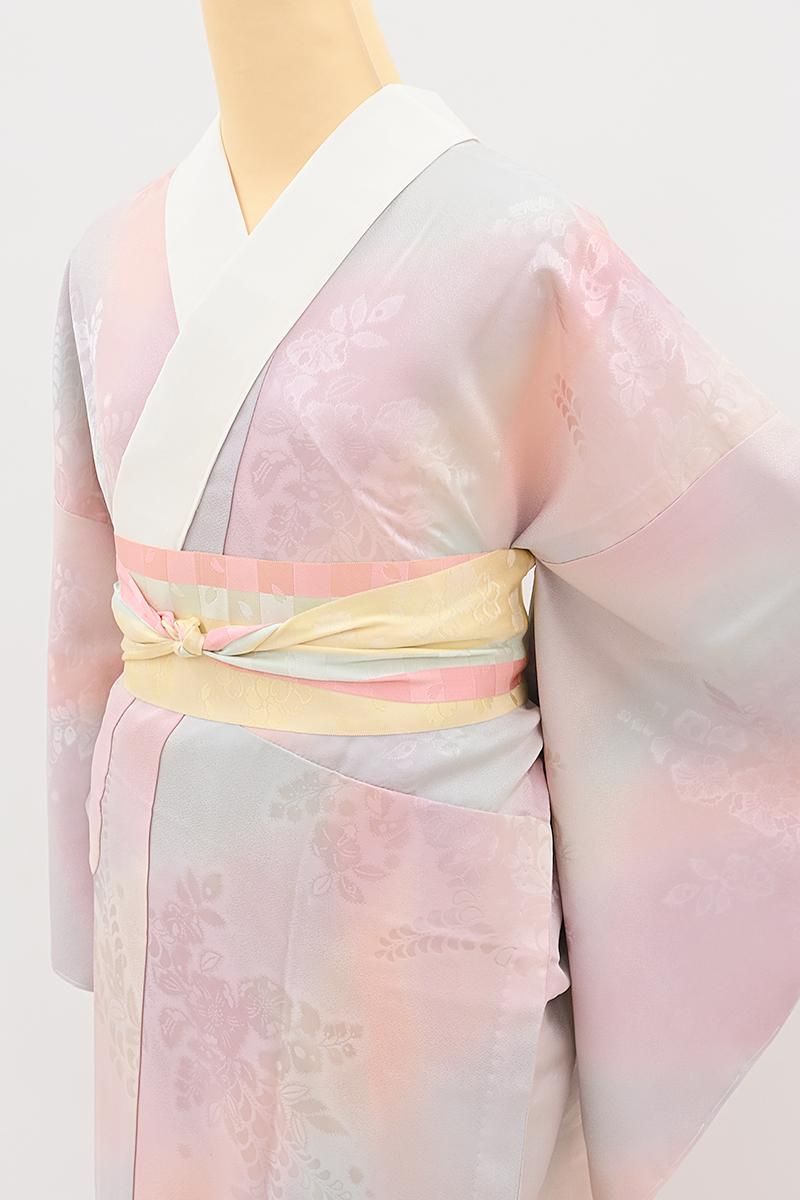 銀座【F-676】長襦袢 ピンク色系 辻が花の地紋に斜め暈かし :身丈126