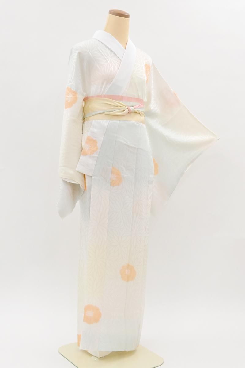 銀座【F-682】絞り染め 長襦袢 多彩 横段暈かしに花文 :身丈129/裄67