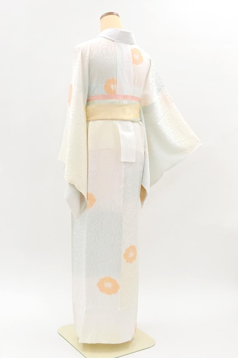 銀座【F-682】絞り染め 長襦袢 多彩 横段暈かしに花文 :身丈129/裄67