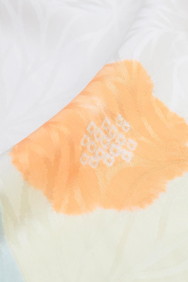 銀座【F-682】絞り染め 長襦袢 多彩 横段暈かしに花文 :身丈129/裄67