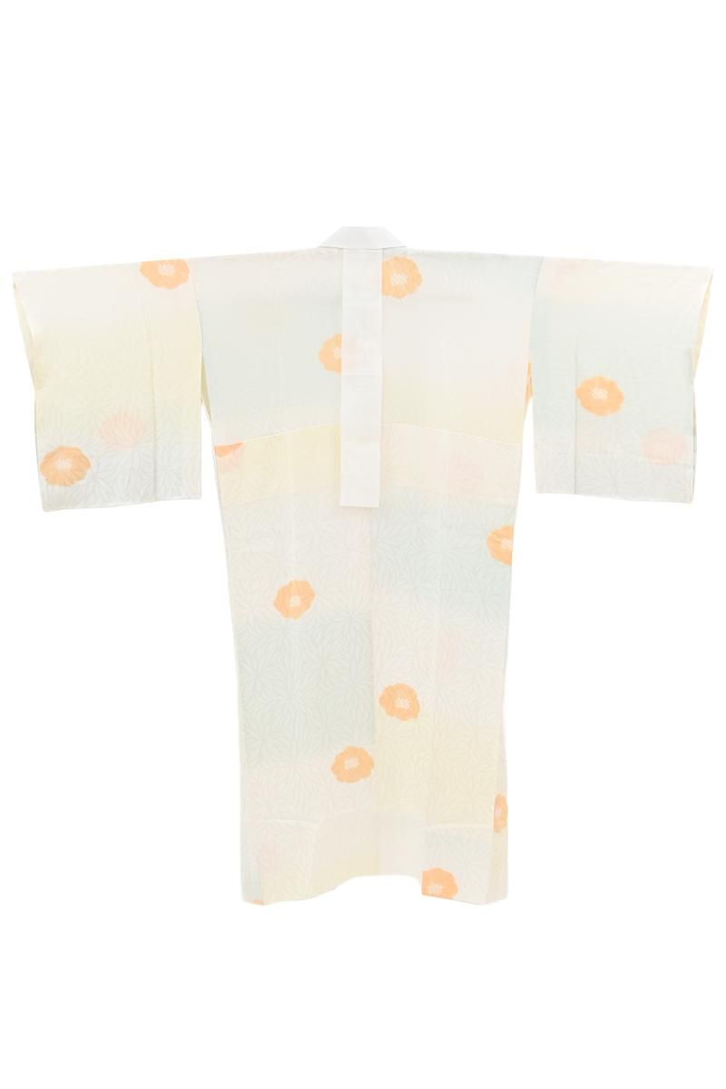 銀座【F-682】絞り染め 長襦袢 多彩 横段暈かしに花文 :身丈129/裄67