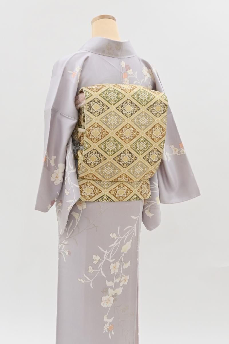 銀座【L-8639】袋帯 金色 花菱文 - 銀座きもの青木｜長く大切に着続け