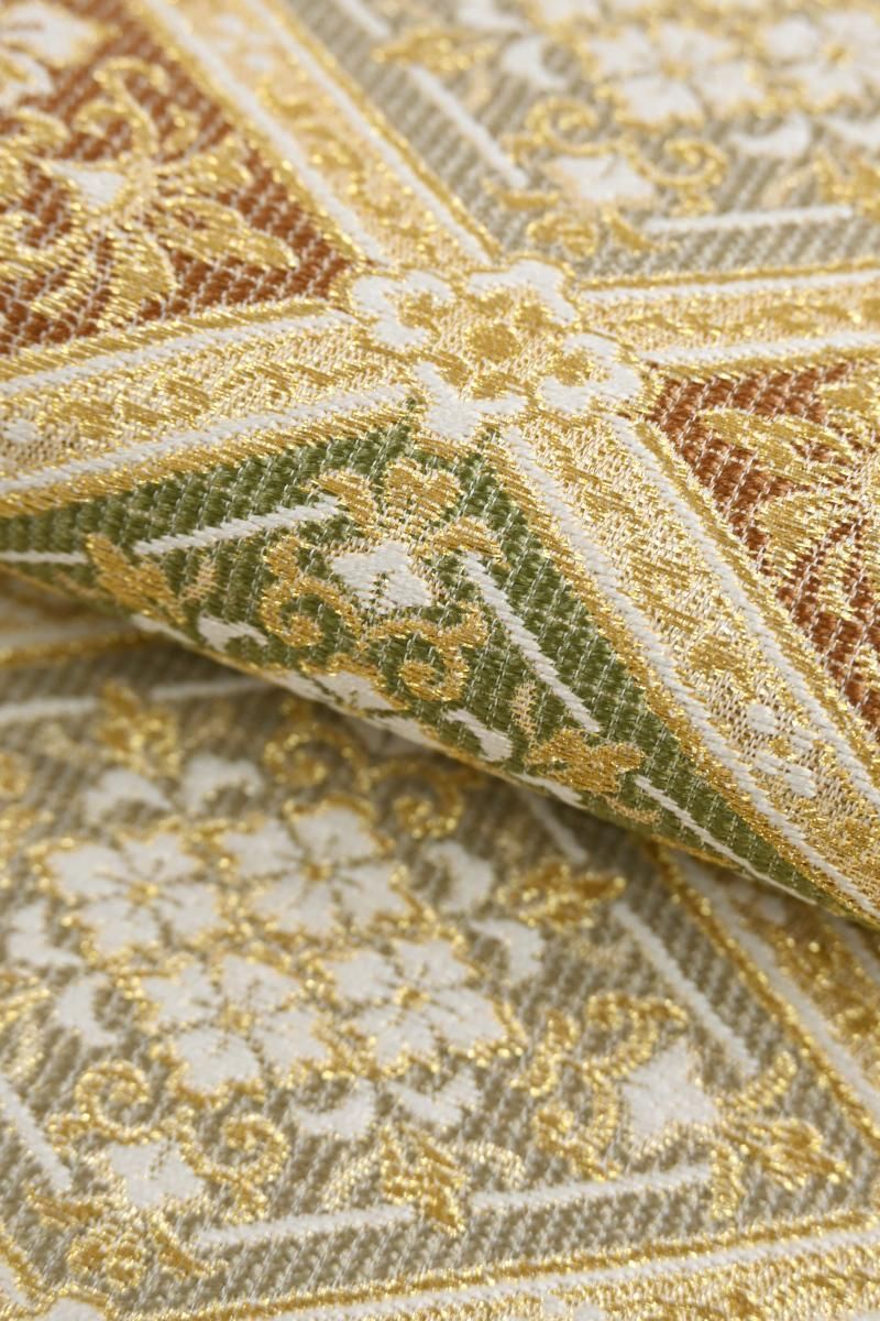 銀座【L-8639】袋帯 金色 花菱文 - 銀座きもの青木｜長く大切に着続け