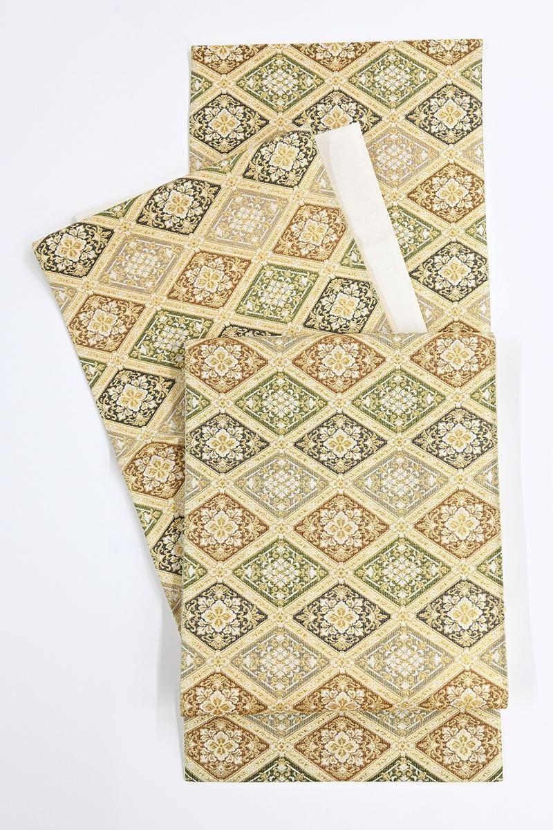 銀座【L-8639】袋帯 金色 花菱文 - 銀座きもの青木｜長く大切に着続け