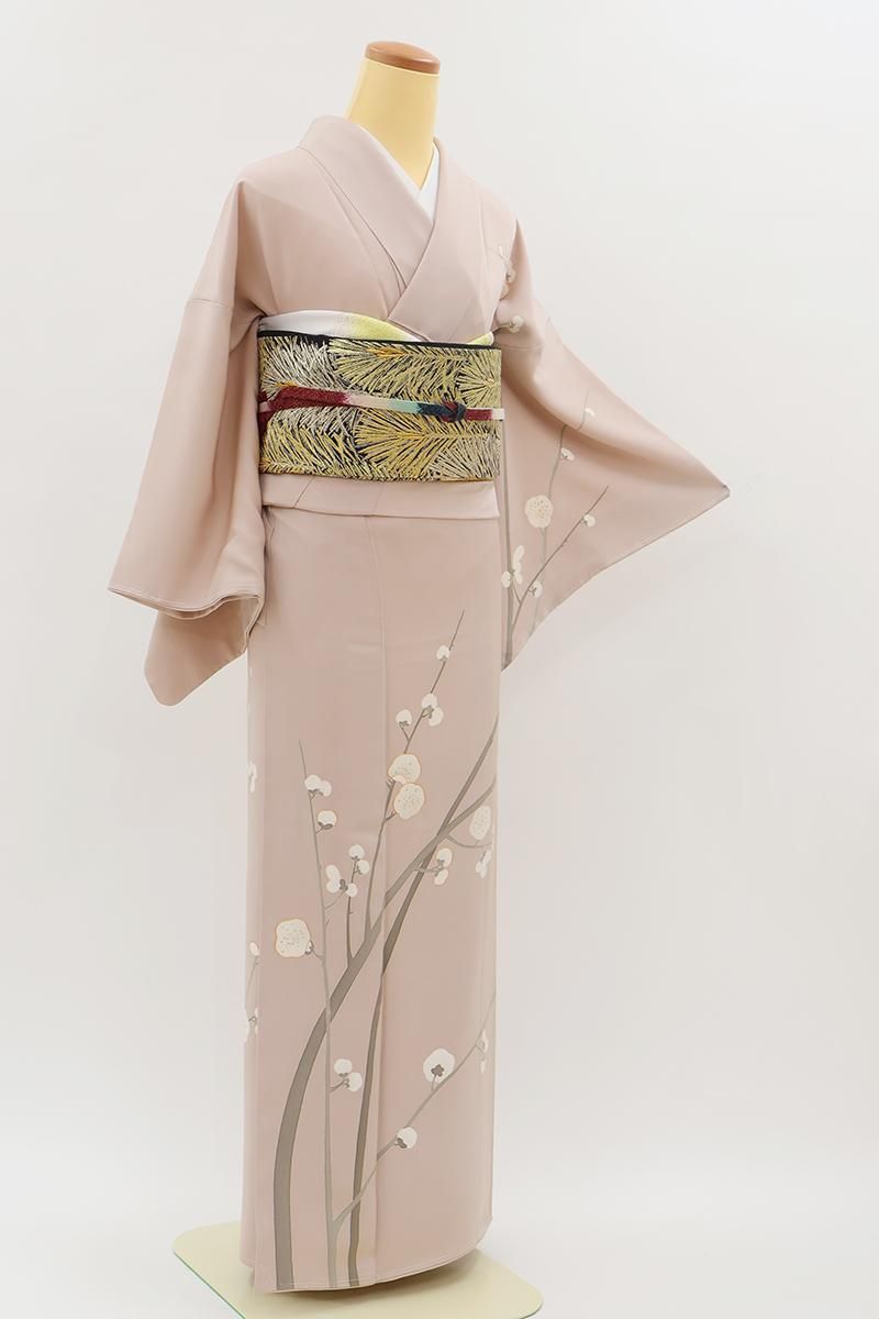 銀座【B-4391】付下げ 灰梅色 梅の図 :身丈157/裄66 - 銀座きもの青木
