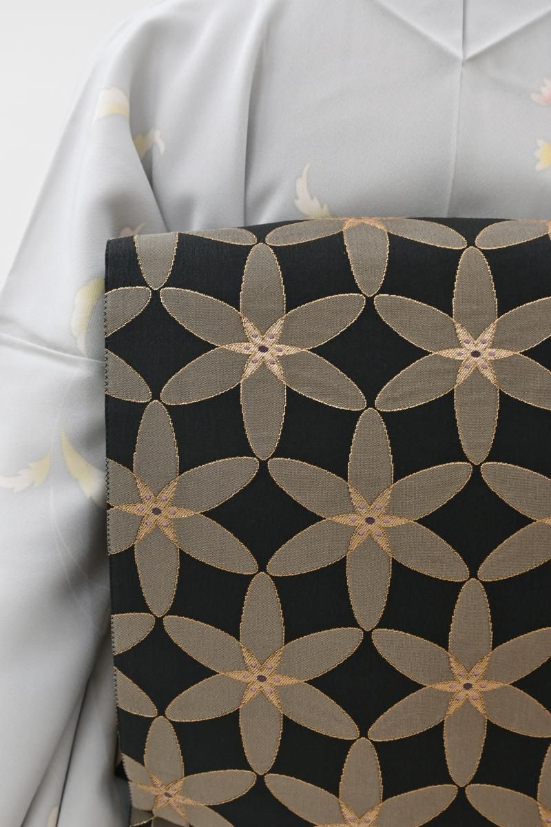 銀座【L-8637】西陣 織楽浅野製 袋帯 蝋色 花文 - 銀座きもの青木