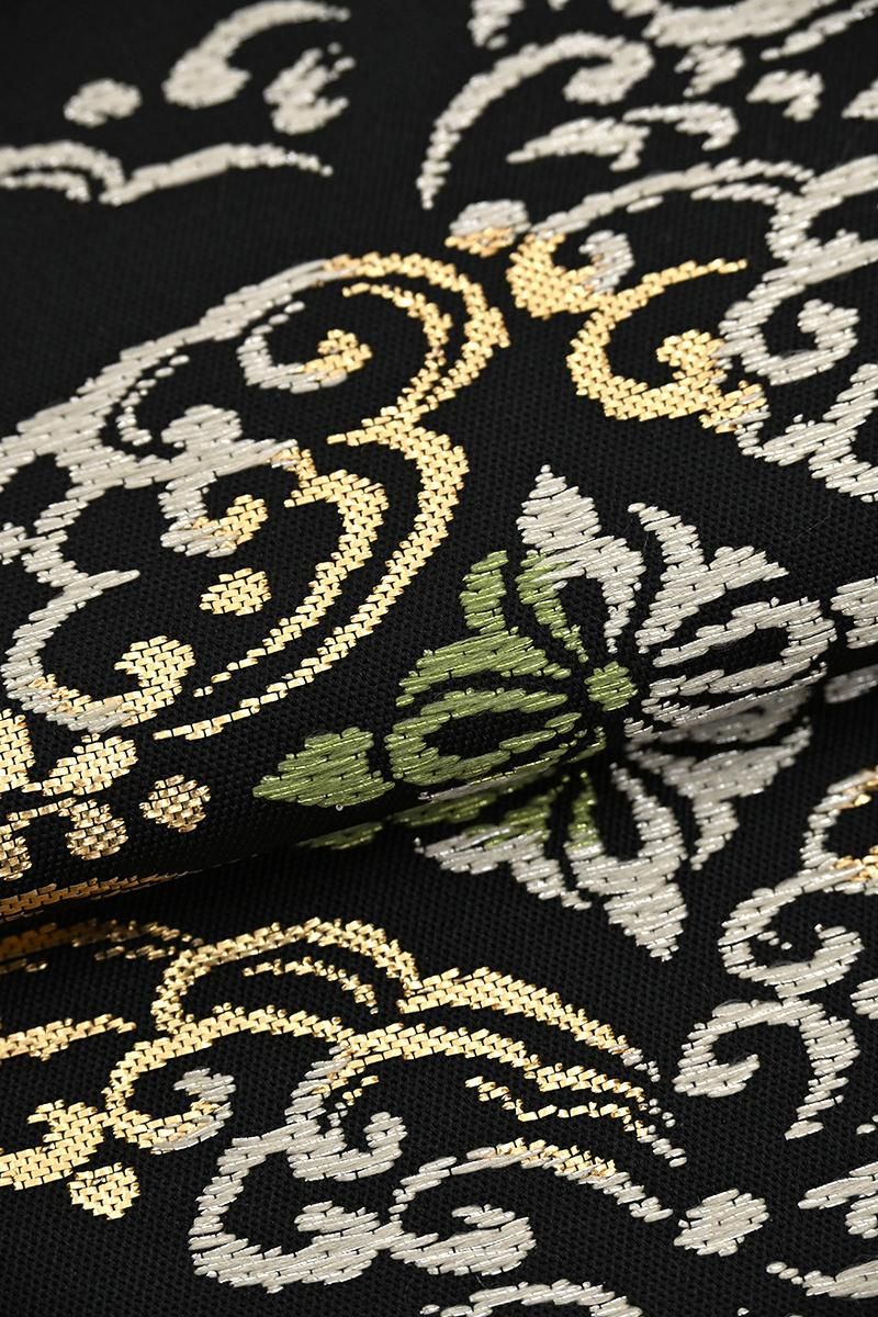 銀座【帯5880】西陣 龍村美術織物製 たつむら 本袋帯 黒色 銘「祥波