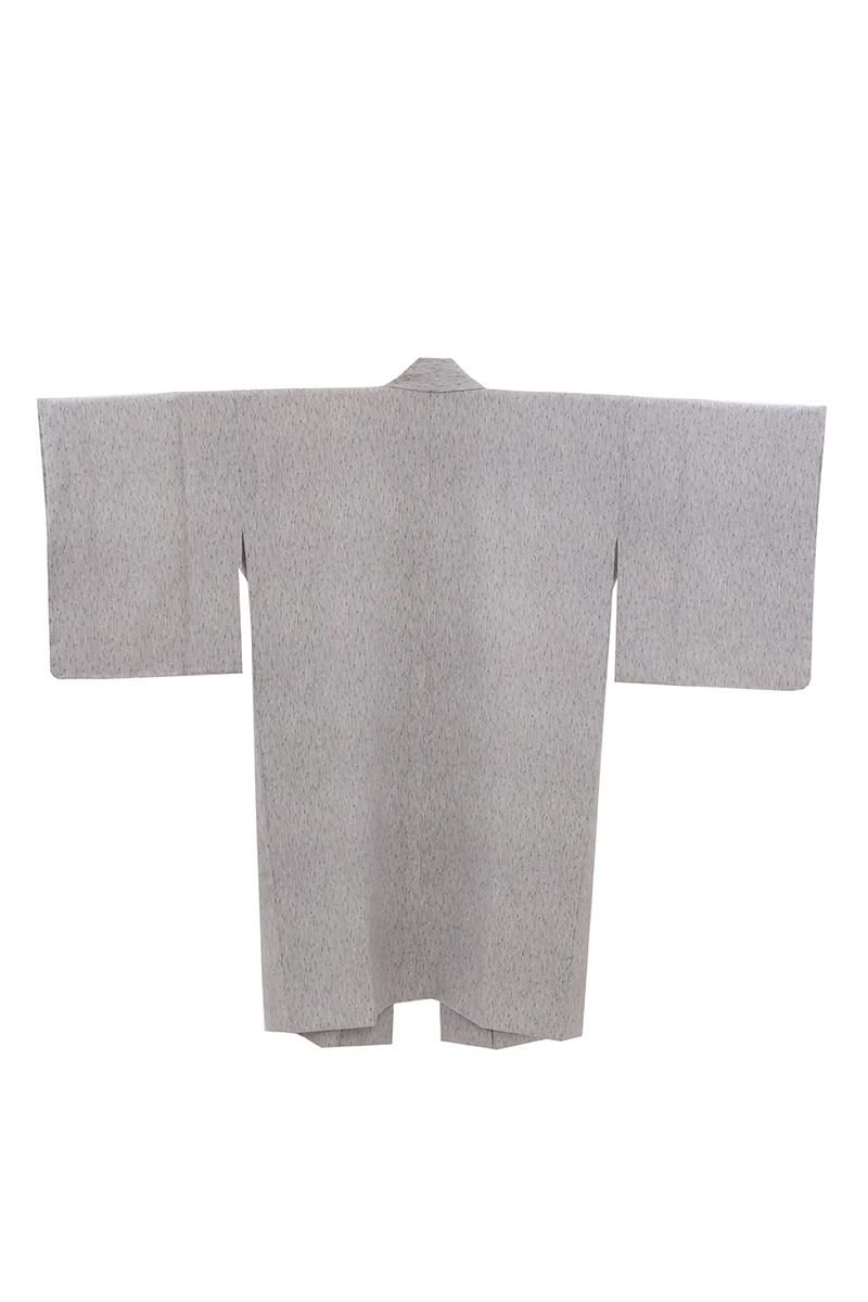 道中着　ロング　単衣　雪輪　ぼかし　正絹　グレー 銀座【E-2420】道中着 消炭色 雨縞（反端付）（N） :身丈104.5/裄68.5