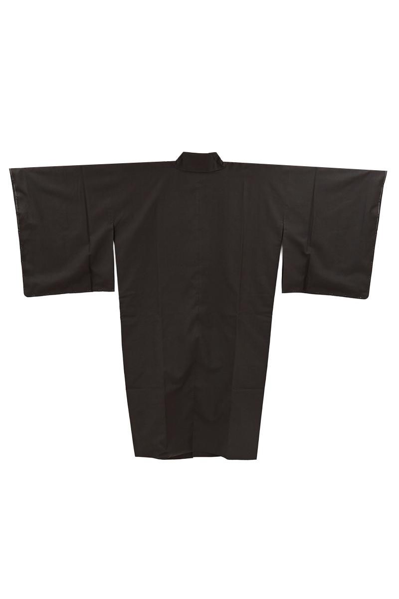 銀座【E-2427】大島紬地 道中着 玄色 無地 :身丈107.5/裄69 - 銀座