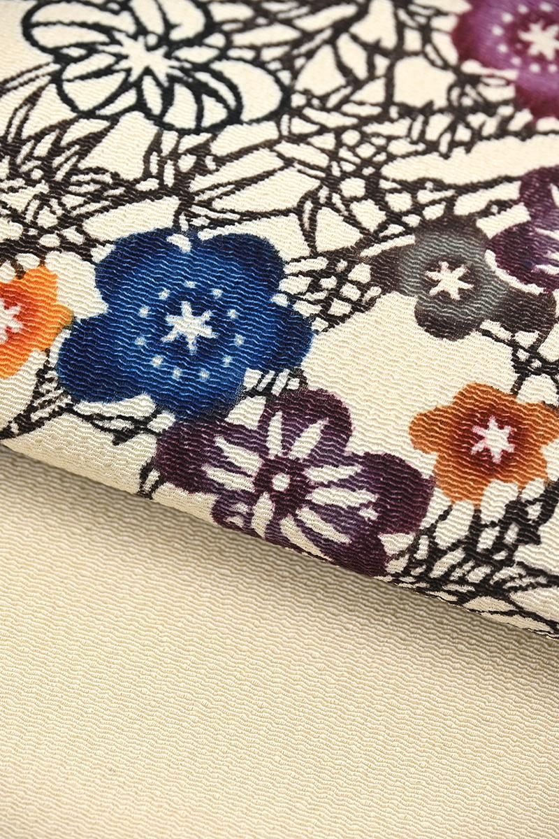 銀座【帯5911】人間国宝 玉那覇有公作 縮緬地 本紅型 染名古屋帯（落款