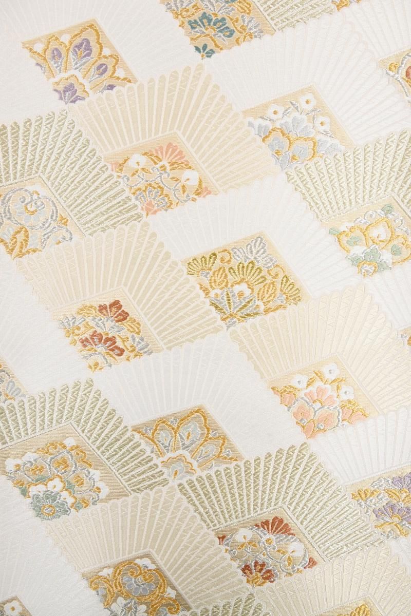 銀座【L-8683】袋帯 白練色 菊菱に華文 - 銀座きもの青木｜長く大切に