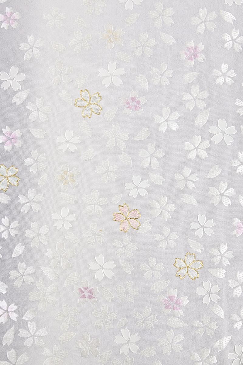 銀座【B-4441】刺繍 訪問着 霞色 竪暈かしに桜の図（落款入） :身丈155