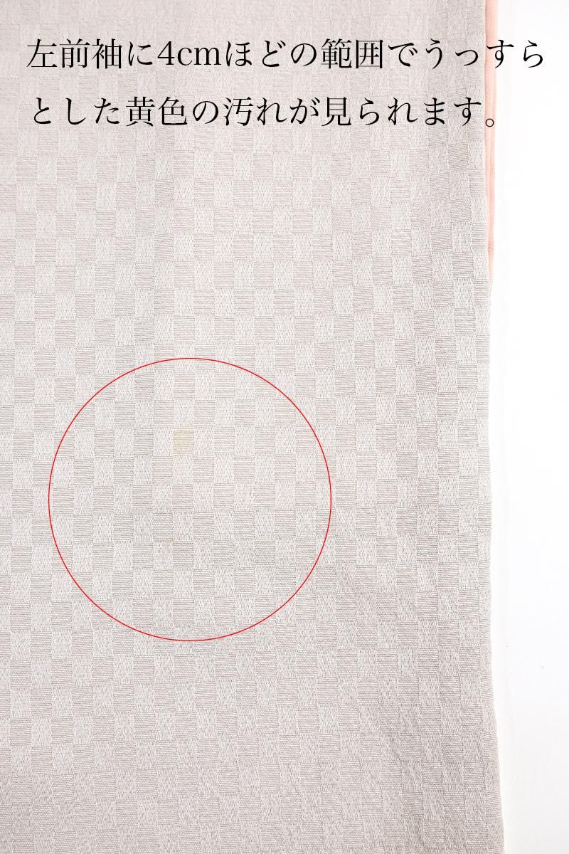 銀座【D-4010】刺繍 小紋 枯野色 桜文:身丈160/裄66 - 銀座きもの青木