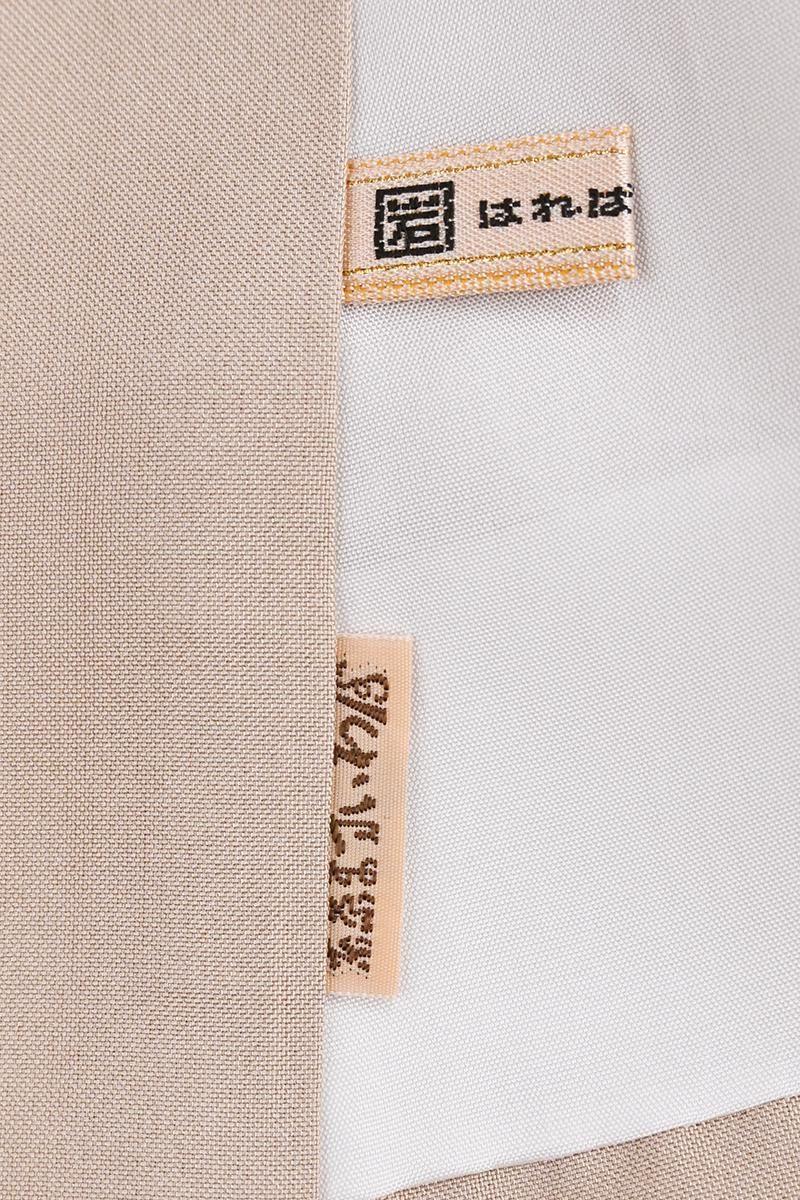 銀座【C-3447】繍一ッ紋 織着物 亜麻色 唐花蔓文（反端付・ますいわ屋