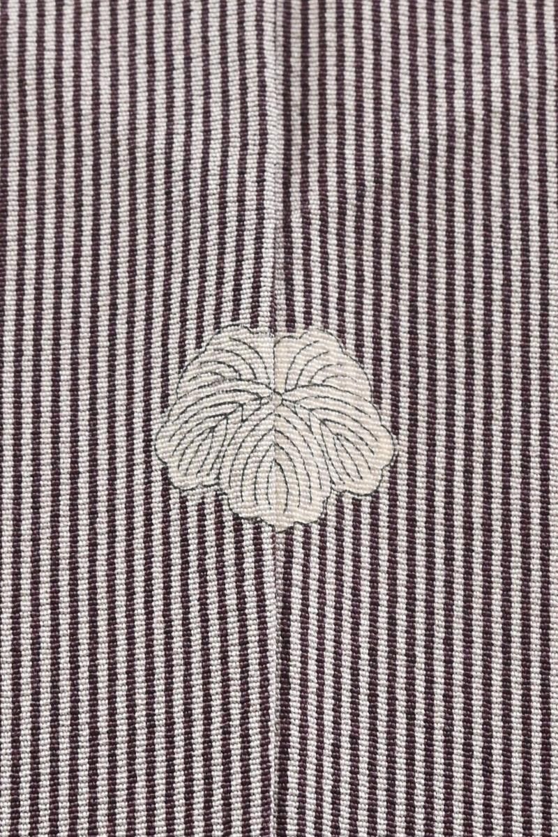 銀座【C-3451】伝統工芸士 廣瀬雄望作 染一ッ紋 江戸小紋 紫鳶色 万筋