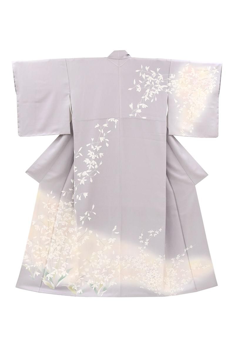 銀座【B-4487】訪問着 淡藤色 花の図 :身丈158/裄67.5 - 銀座きもの