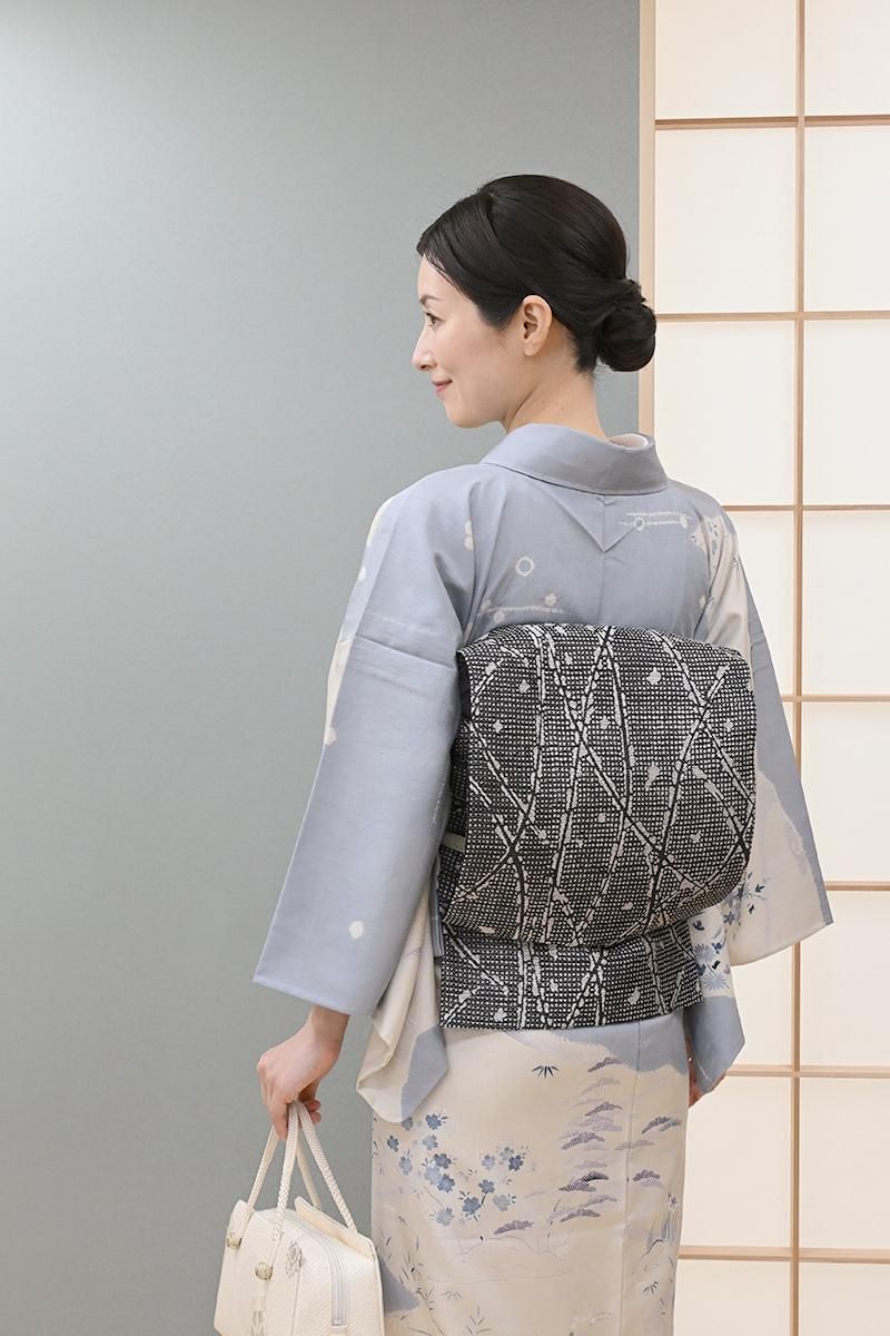 着物　帯　新品 銀座【L-8617】西陣 川島織物製 本袋帯 半色 霞に花菱文（落款入