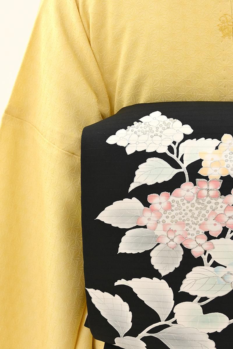 ☆ 紗合せ 付下げ 上品な花草模様 金彩 黒色 しつけ糸 K-3783 ☆ 紗合せ 付下げ 上品な花草模様 金彩 黒色 しつけ糸 K-3783の通販 by
