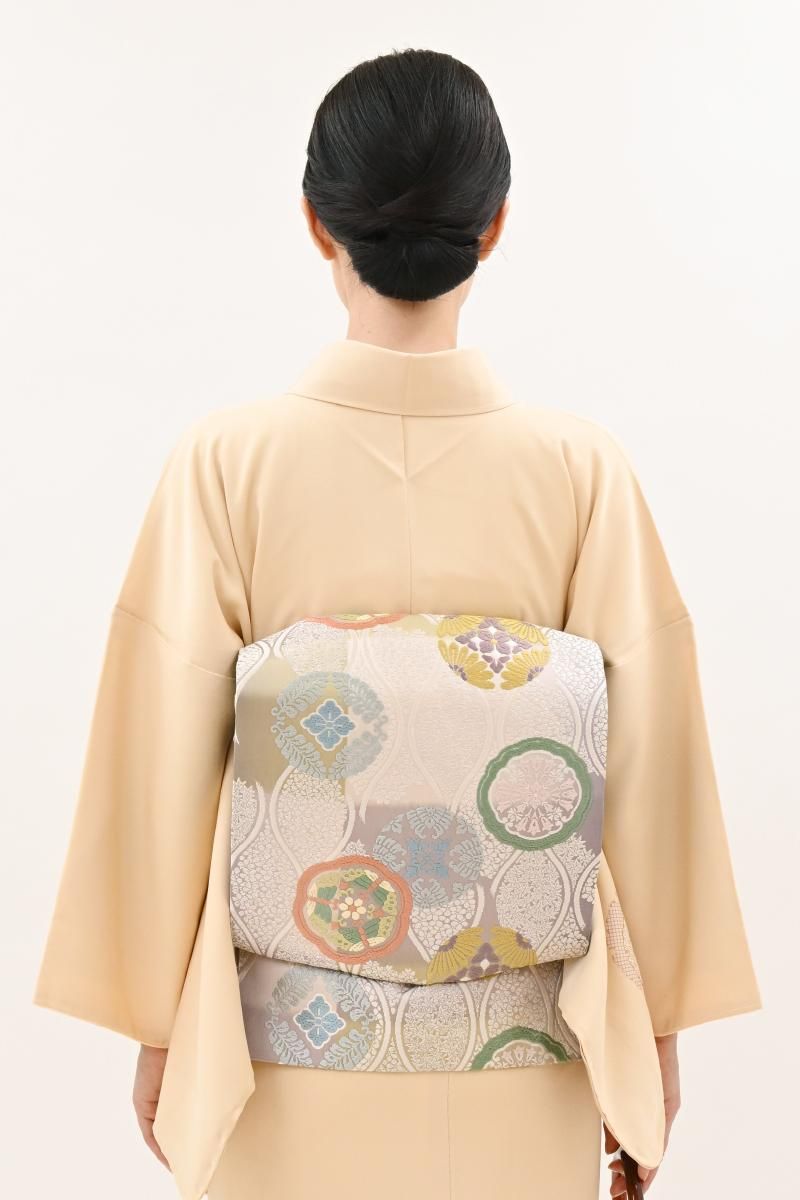正絹『シルバー✕牡丹』袋帯 着物 銀座【帯5889】西陣 川島織物製 本袋帯（西陣証紙付） - 銀座きもの