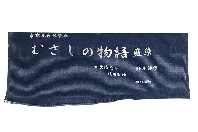 銀座【D-4163】工芸染色士 鈴木洋行作 綿絽 浴衣 紺色 立涌に桜など
