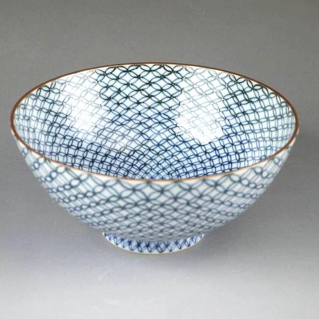 美品★孝峰★京焼★清水焼★染付雲錦詰ご飯茶碗 染付雲錦詰夫婦茶碗 胴紐 孝峰 - 京焼清水焼 松韻堂