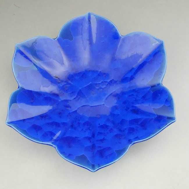 花結晶花弁形皿 6寸 陶あん 瑠璃単品 京焼清水焼 松韻堂 花結晶花弁形皿 6寸 陶あん 瑠璃単品 京焼清水焼 松韻堂