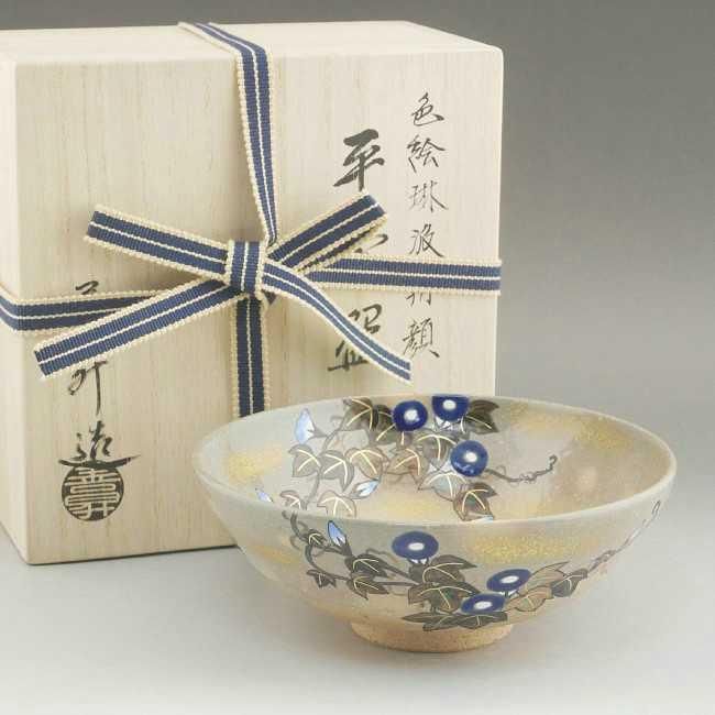 抹茶茶碗 色絵琳派朝顔 善昇 京焼清水焼 松韻堂