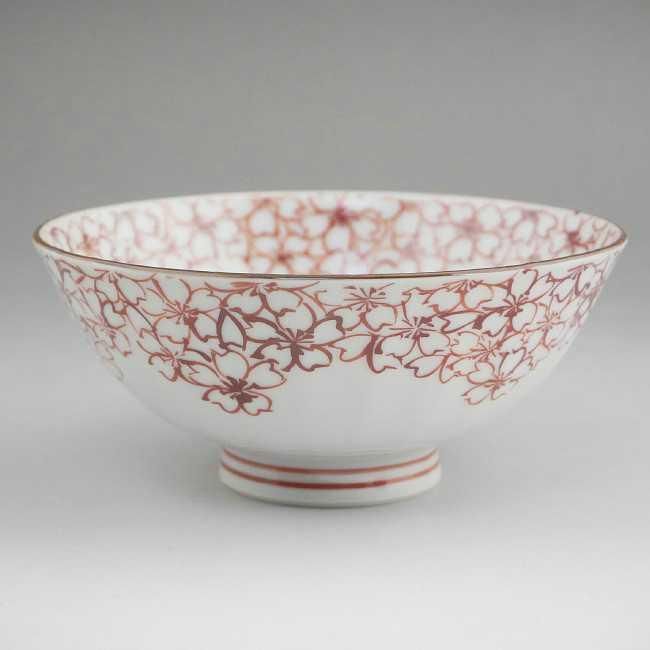 赤絵桜詰ご飯茶碗 小縁 - 京焼清水焼 松韻堂