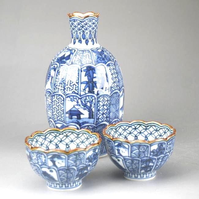 菊彫祥瑞お預け酒器セット 壹楽 - 京焼清水焼 松韻堂