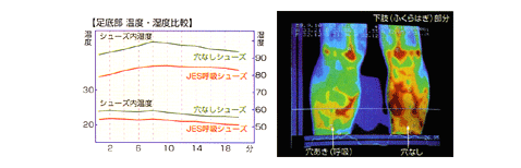 【足底部　温度・湿度比較】の図
