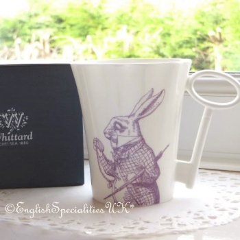 【Whittard】ALICE IN WONDERLAND Rabbit  Key-Handle Mug PURPLE<br>ウィッタード　不思議の国のアリス 白ウサギ キーハンドルマグ パープル