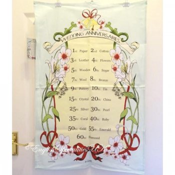 【Samuel Lamont】Wedding Anniversary Cotton Tea Towel<br>サミュエルラモント　コットンティータオル:ウエディングアニバーサリー