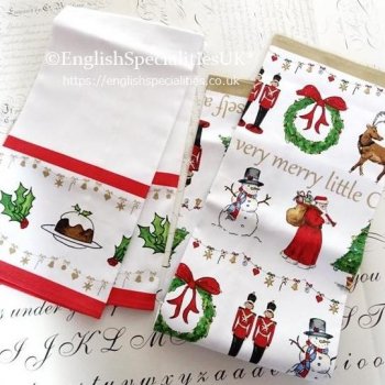 【Milly Green】Merry Little Christmas - Set of Two  Tea Towel<br>ミリーグリーン メリーリトルクリスマス ティータオル（2枚組）