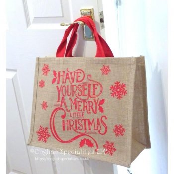 <img class='new_mark_img1' src='https://img.shop-pro.jp/img/new/icons20.gif' style='border:none;display:inline;margin:0px;padding:0px;width:auto;' />★Sale！【TESCO】Jute Eco Merry Little Christmas Bag<br>テスコ ジュート メリーリトルクリスマス エコバッグ 