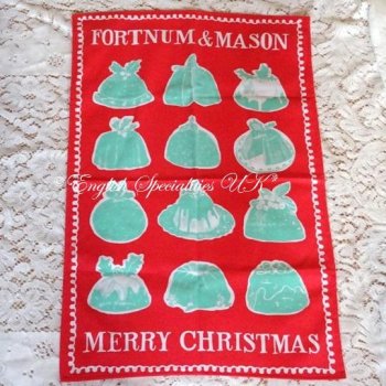 【F&M】Christmas Pudding Tea Towel<br>フォートナム＆メイソン　クリスマスプディング ティータオル（英国製）