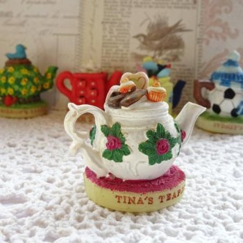 【Tetley】Vintage　Tina's Teapot Ornament <br>テトリー  ティーナ ミニチュア ティーポット オーナメント 1996年 ヴィンテージ