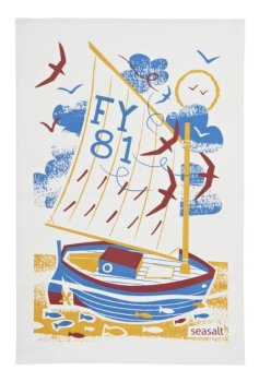 【Ulster Weavers】Seasalt Fowey Sail Boat Cotton Tea Towel<br>シーソルト　フォウェイ　セールボート　コットンティータオル