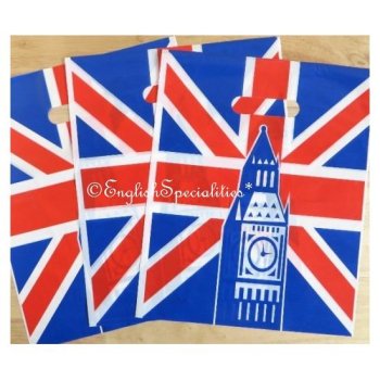 Union Jack Big Ben Plastic Bag(S) x3<br>ユニオンジャック ビッグベン  ビニール手提げバッグ S (3枚セット）