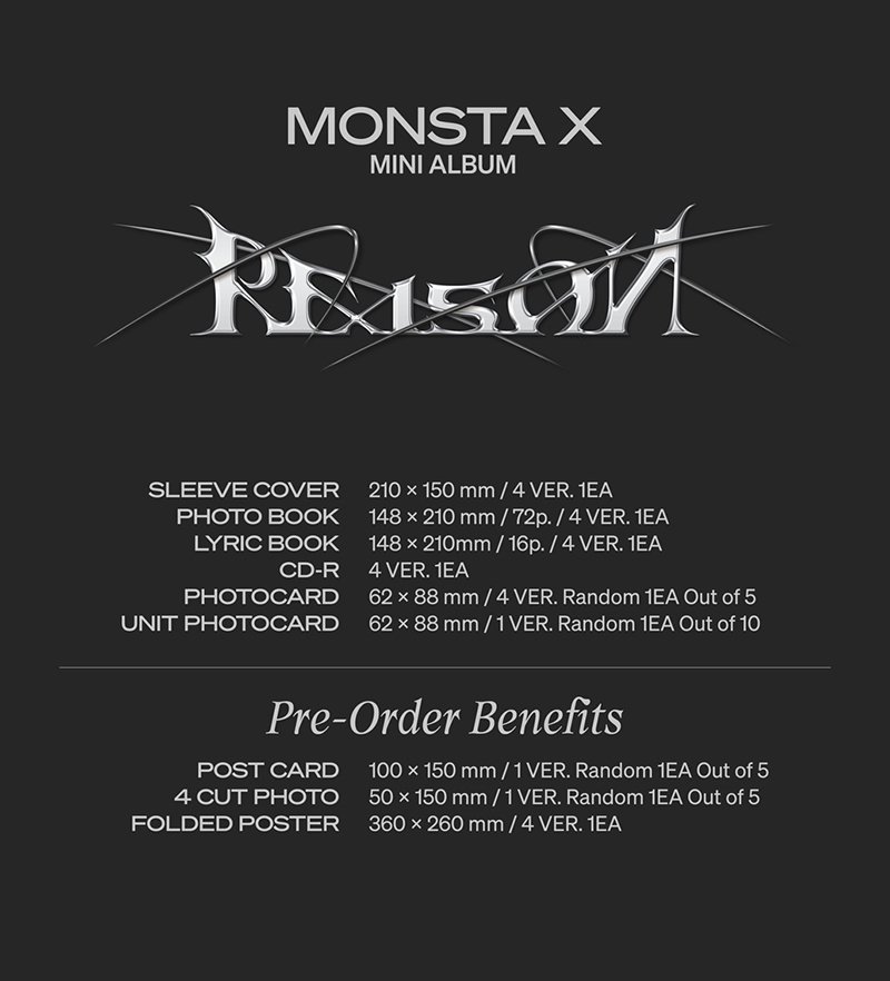 MONSTA X REASON 12th MINI ALBUM 4種 選択可能 モンスタエックス 12集ミニ MONSTA REASON