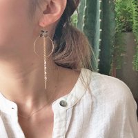 <img class='new_mark_img1' src='https://img.shop-pro.jp/img/new/icons14.gif' style='border:none;display:inline;margin:0px;padding:0px;width:auto;' />Flower Shell Pearl Chain 14kgf Hoop Pierced Earring　フラワーシェル　パールチェーン　14kgfフープピアス