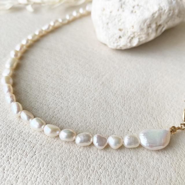 Fresh water pearl 14kgf Toggle Clasp choker Necklace 淡水パール