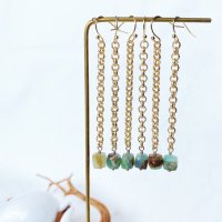 Blue opal  Chain Design Pierced Earring ֥롼ѡ롡14kgf ǥ󡡥󥰥ԥ
