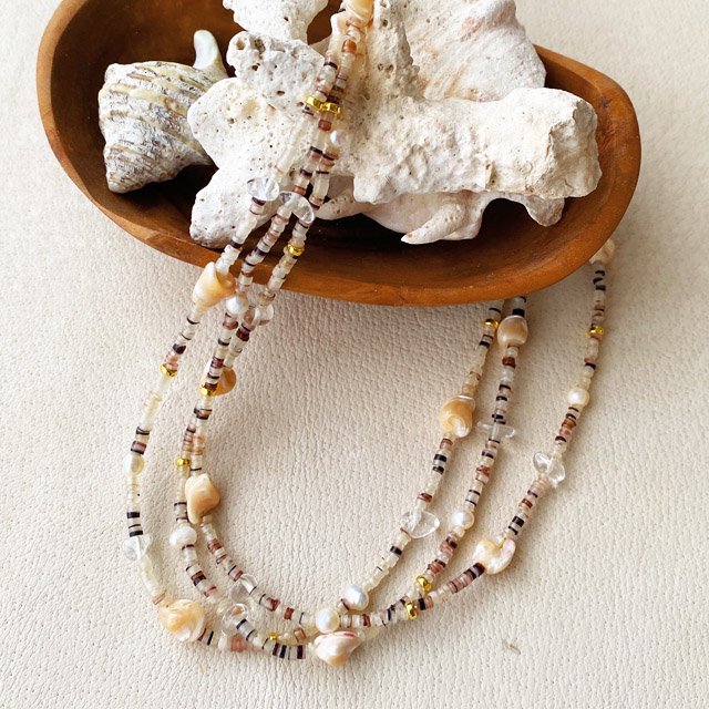 Shell Beads MIX Stone Beads Necklace　シェルビーズ　MIXストーン　ビーズネックレス - CandyBody