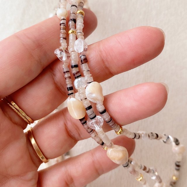 Shell Beads MIX Stone Beads Necklace シェルビーズ MIXストーン