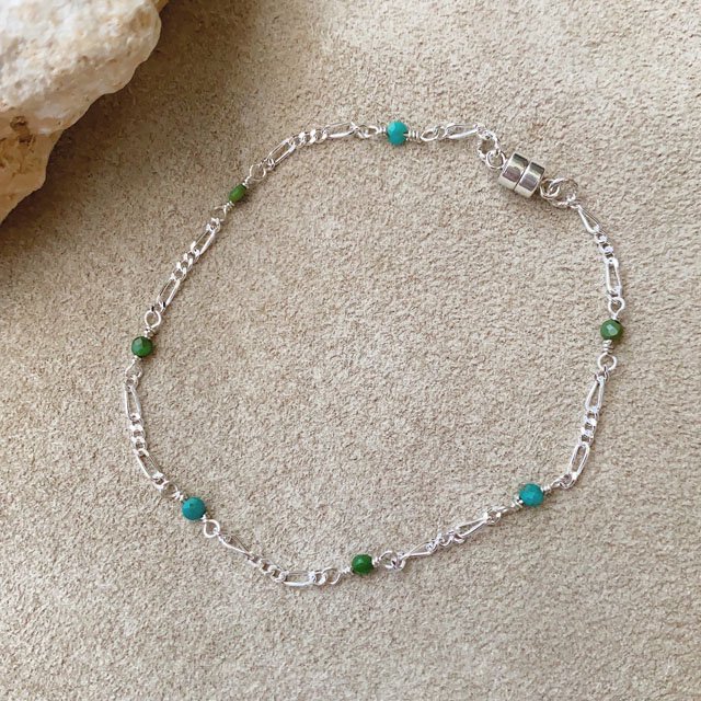 Coin Turquoise Beads silver925 Magnet Bracelet コインターコイズ