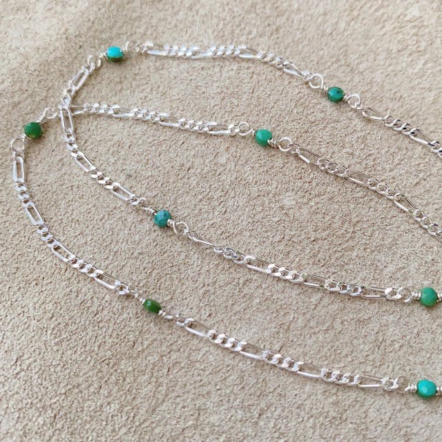 Coin Turquoise Beads silver925 Necklace コインターコイズビーズ　silver925デザインチェーン　ネックレス  - CandyBody