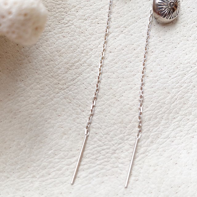 Karen Silver Long Chain Threader Earrings カレンシルバー コンチョデザイン silver925  アメリカンピアス - CandyBody