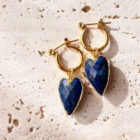 <img class='new_mark_img1' src='https://img.shop-pro.jp/img/new/icons14.gif' style='border:none;display:inline;margin:0px;padding:0px;width:auto;' />Heart Shape Lapis lazuli Hoop Pierced Earring ϡȥסԥ饺ꡡաץԥ