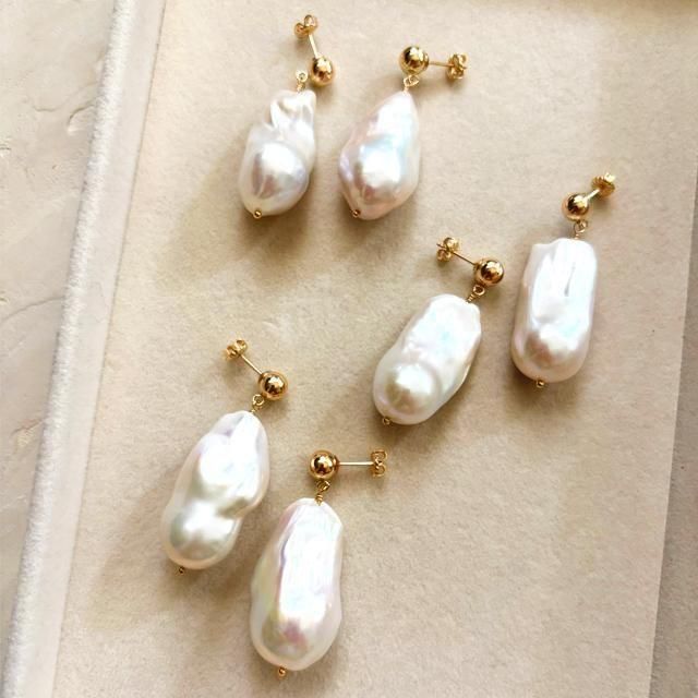Baroque Pearl Pierced Earring オイスターバロックパール 14kgf