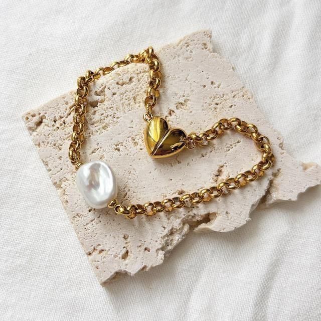 淡水パール【Freshwaterpearl】ハートマグネット ロロチェーン
